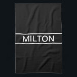 Anpassbarer Text | Bold Modern Black & White Geschirrtuch<br><div class="desc">Kühner zeitgenössischer Look.</div>