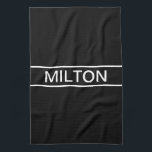 Anpassbarer Text | Bold Modern Black & White Geschirrtuch<br><div class="desc">Kühner zeitgenössischer Look.</div>