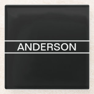 Anpassbarer Text   Bold Modern Black & White Glasuntersetzer