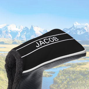 Anpassbarer Text   Bold Modern Black & White Golf Headcover