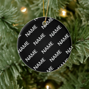 Anpassbarer Text Bold Modern Black & White Keramik Ornament