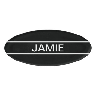 Anpassbarer Text Bold Modern Black & White Namenschild