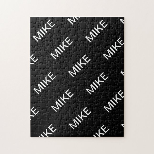 Anpassbarer Text | Bold Modern Black & White Puzzle (Vertikal)