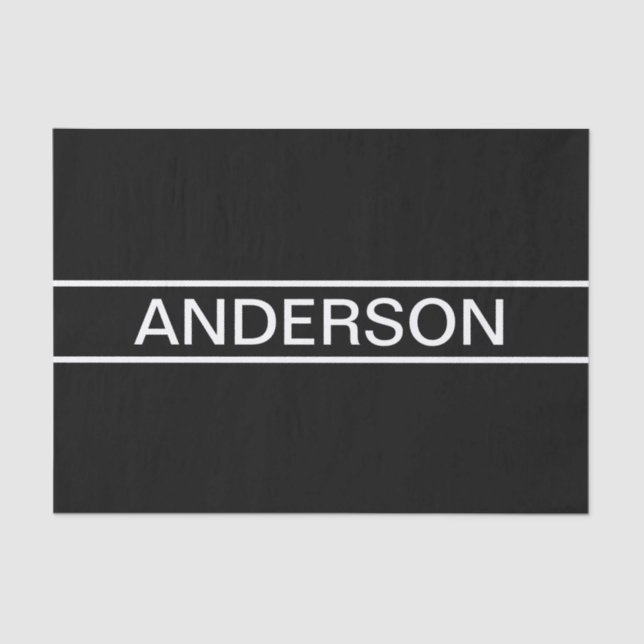 Anpassbarer Text | Bold Modern Black & White Seidenpapier (Vorderseite)