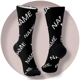 Anpassbarer Text Bold Modern Black & White Socken