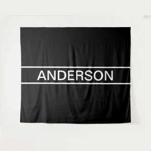 Anpassbarer Text   Bold Modern Black & White Wandteppich