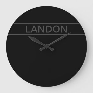 Anpassbarer Text   Fett Moderne Schwarz & Dunkelgr Große Wanduhr