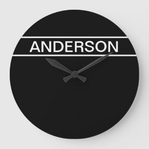 Anpassbarer Text Fett Moderne Schwarz & Weiß Große Wanduhr