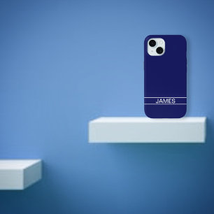 Anpassbarer Text Fett, modernes Navyblau und Wei Case-Mate iPhone Hülle