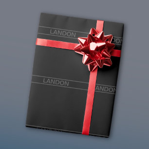 Anpassbarer Text   Fett, modernes Schwarz und Dunk Geschenkpapier