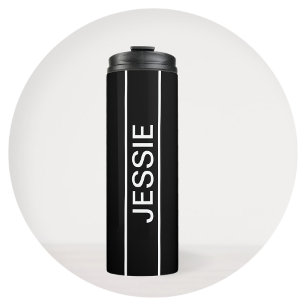 Anpassbarer Text Fette moderne Schwarz-Weiß-Opti Thermosbecher