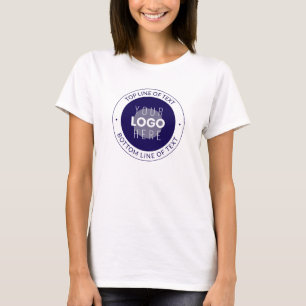 Anpassbarer Text & Ihr Logo Dunkelblau Lila T-Shirt