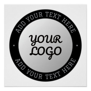 Anpassbarer Text & Ihr Logo Grauer Gradient Poster
