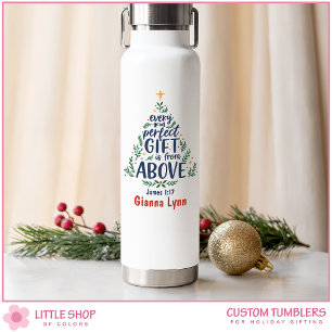 Anpassbarer Weihnachtsbaum Bibelvers Trinkflasche