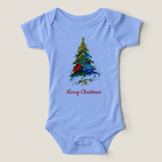 Anpassbarer Weihnachtsbaum-Ölgemälde-Einteiler (Design Vorderseite)