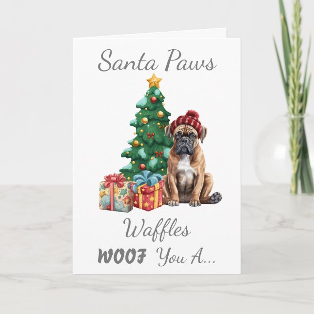 Anpassbarer Weihnachtsboxerdog Karte (Vorderseite)