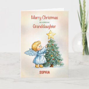 Anpassbarer Weihnachtsengel Enkelin Süß Karte