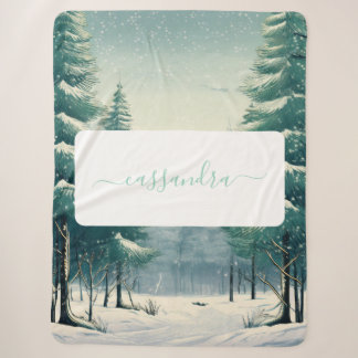 Anpassbarer Winterwald mit Name Sherpadecke