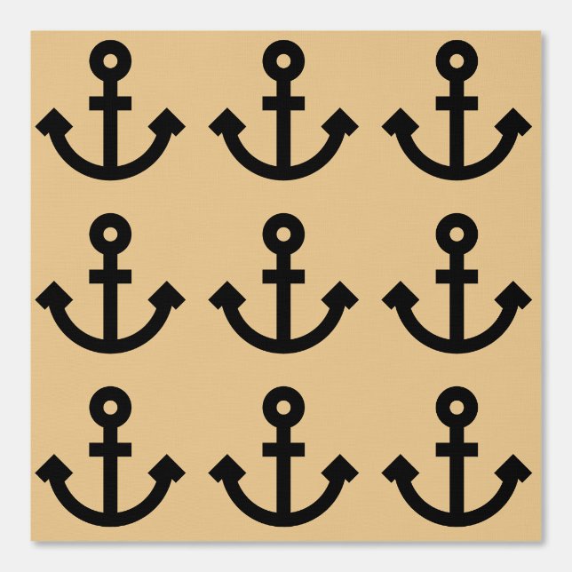 Anpassbares Ankermuster über Gold-Hintergrund Tapete (Vorderseite)