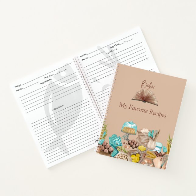 Anpassbares Baker-Rezept Notizbuch (Innenseite)