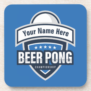 Anpassbares Beer-Pong-Meisterschaft-Logo Getränkeuntersetzer