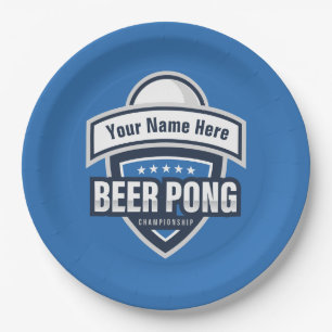 Anpassbares Beer Pong Meisterschaft Logo Pappteller
