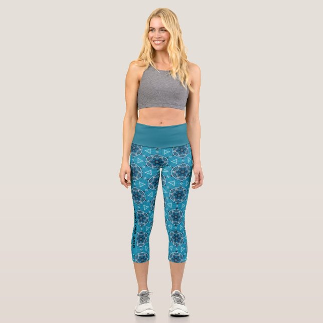 anpassbares blaues Fahrradmuster Capri Leggings (Vorderseite)