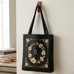 Anpassbares Elegantes Goldenes Blumen- und Blatt-M