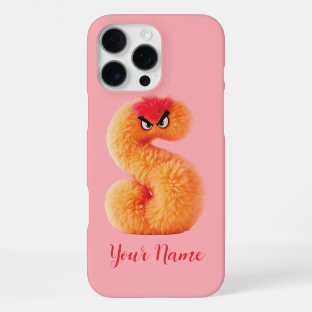 Anpassbares Fluffiges Monster S Initial iPhone Hülle (Rückseite)