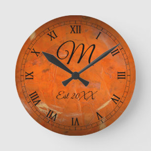 Anpassbares Geburtstags-Monogramm Glasierte Terrak Runde Wanduhr