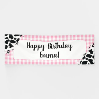 Anpassbares Geburtstagsbanner Rosa Gingham Banner