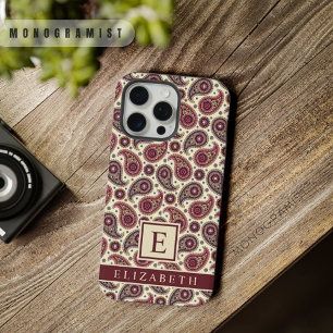Anpassbares Gelb Weiß Lila Rot Paisley iPhone 15 Pro Max Hülle