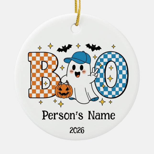 Anpassbares Halloween BOO  Keramik Ornament (Vorne)