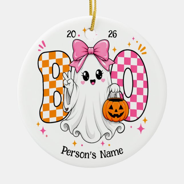 Anpassbares Halloween BOO Keramik Ornament (Vorne)