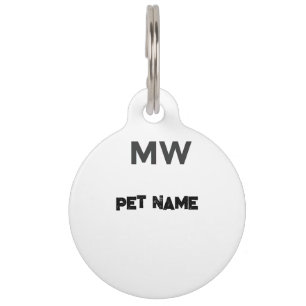 Anpassbares Haustier-ID-Tag mit MW-Monogramm Haustiermarke
