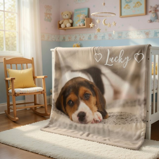 Anpassbares Haustierfoto und Name Fleecedecke (Von Creator hochgeladen)