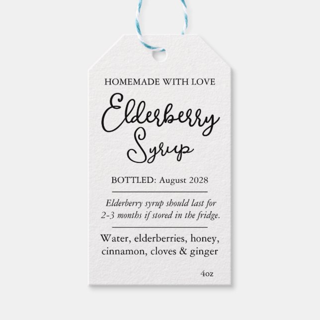 Anpassbares Holunder-Sirup-Label ZEB_05b Geschenkanhänger (Vorderseite)