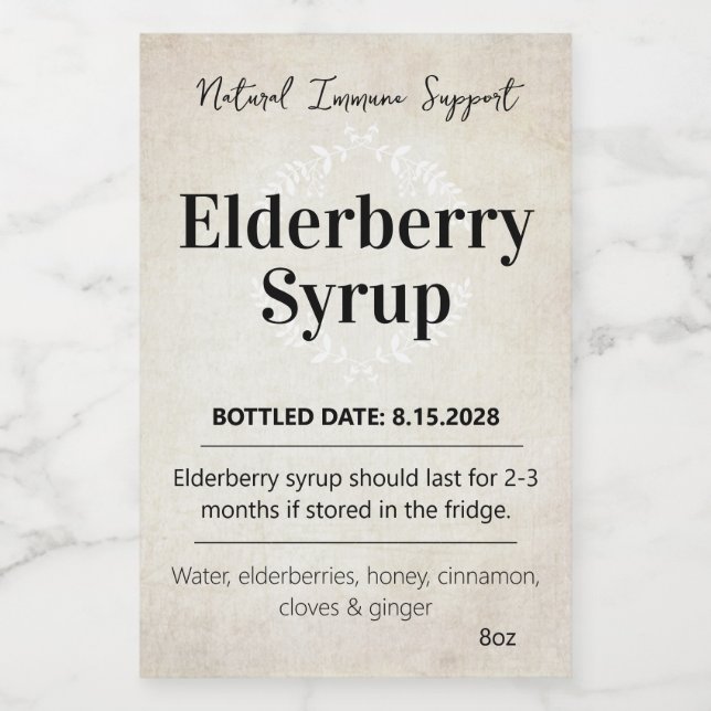 Anpassbares Holunder-Sirup-Label ZEB_06b Weinetikett (Einzelnes Label)
