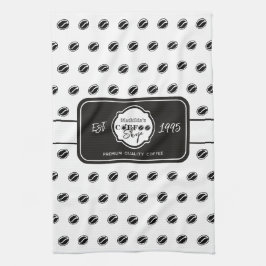 Anpassbares Kaffeehaus-Logo für Unternehmen B&W Geschirrtuch