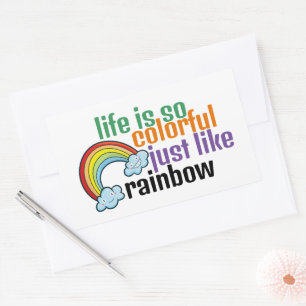 Anpassbares Leben wie Regenbogen Rechteckiger Aufkleber