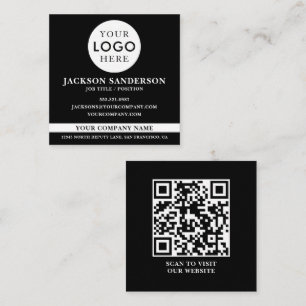 Anpassbares Logo Professionelles Schwarzes QR-Code Quadratische Visitenkarte