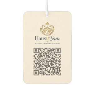 Anpassbares Logo und QR-Code Soft Warm Elfenbein  Autolufterfrischer
