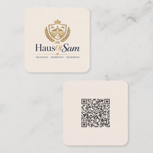 Anpassbares Logo und QR-Code Soft Warm Elfenbein  Telefonnummerkarte (Vorne/Hinten)