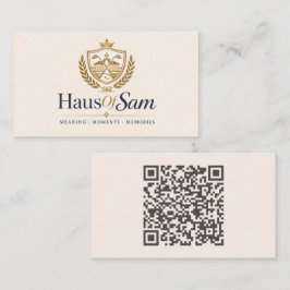 Anpassbares Logo und QR-Code Soft Warm Ivory Visitenkarte