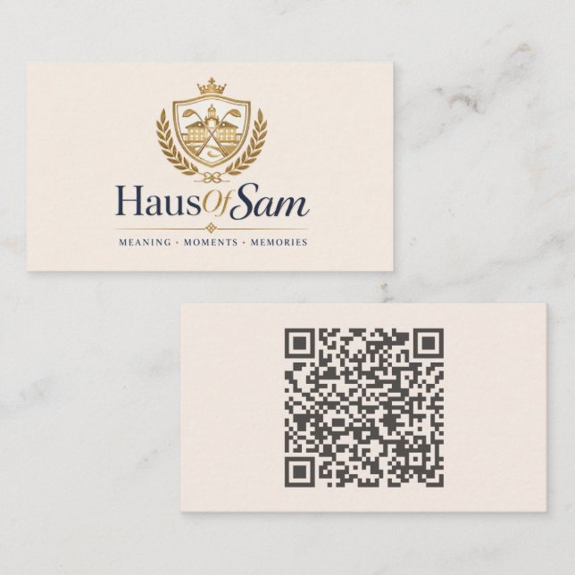 Anpassbares Logo und QR-Code Soft Warm Ivory  Visitenkarte (Vorne/Hinten)