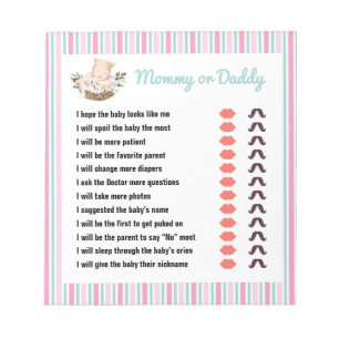 Anpassbares Mama-oder-Papa-Baby-Party-Spiel-Pad Notizblock