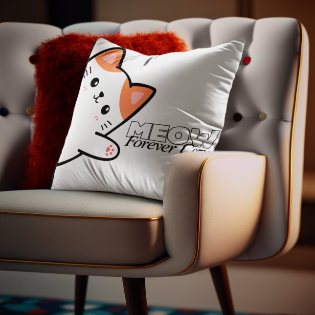 Anpassbares Meow Forever Cozy Cat Kissen (Von Creator hochgeladen)