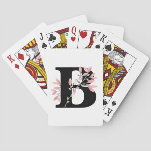 Anpassbares Monogramm Einzelbuchstabe mit rosa Blü Spielkarten