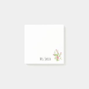 Anpassbares Monogramm Floral Post-it Klebezettel