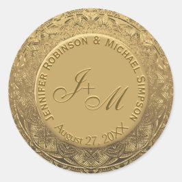 Anpassbares Monogramm-Hochzeitsstift Runder Aufkleber